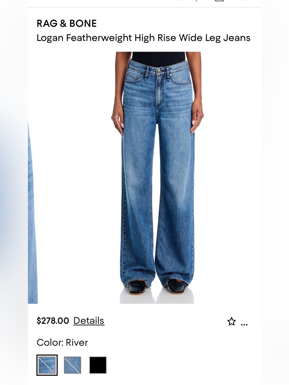rag & bone Wide-Leg Jeans in River Blue
